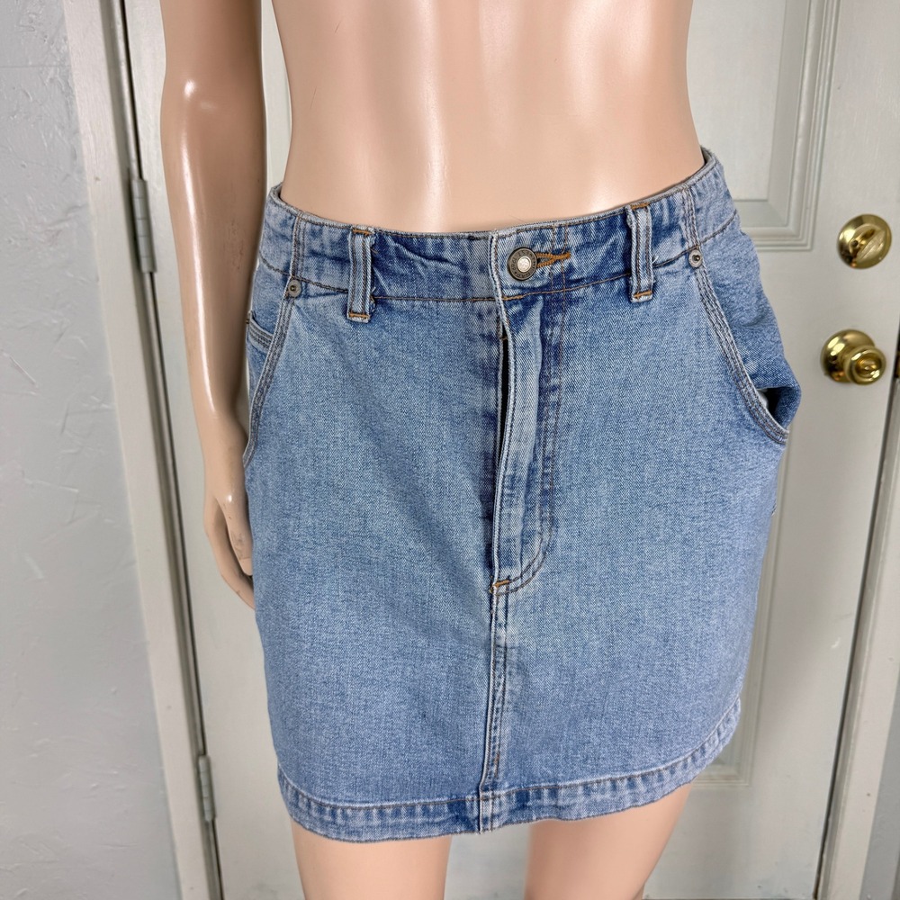 Vintage 90s Gap Women's Skirt 6 Denim Carpenter High Rise Jean Blue Cotton TT13